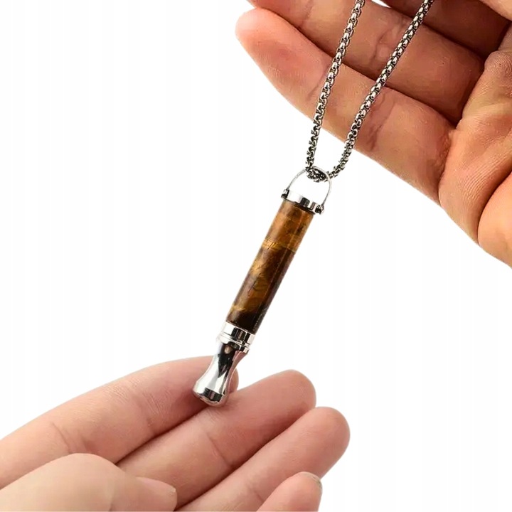 Naszyjnik Do Rzucania Palenia Oddechowy Cichy Nie Gwizda Tygrysie oko Stal