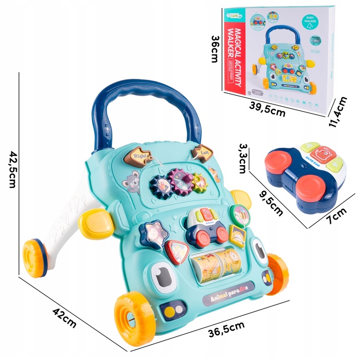 CHODZIK PCHACZ AUTKO ZABAWKA EDUKACYJNA INTERKATYWNA SORTER RUCHOME KLOCKI