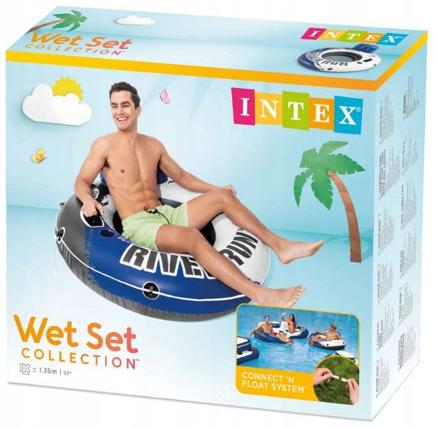 SUPER RELAX DUŻE MOCNE KOŁO Z SIATKĄ DO PŁYWANIA RIVER RUN 135c INTEX 58825