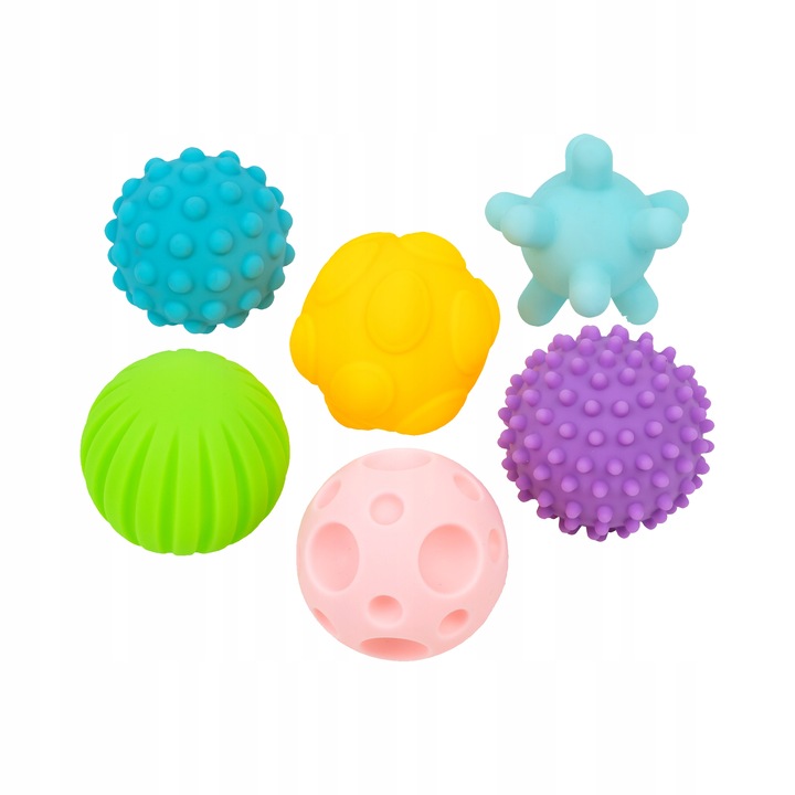 Piłki sensoryczne edukacyjne miękkie gryzak ząbkowanie dla dzieci 6szt