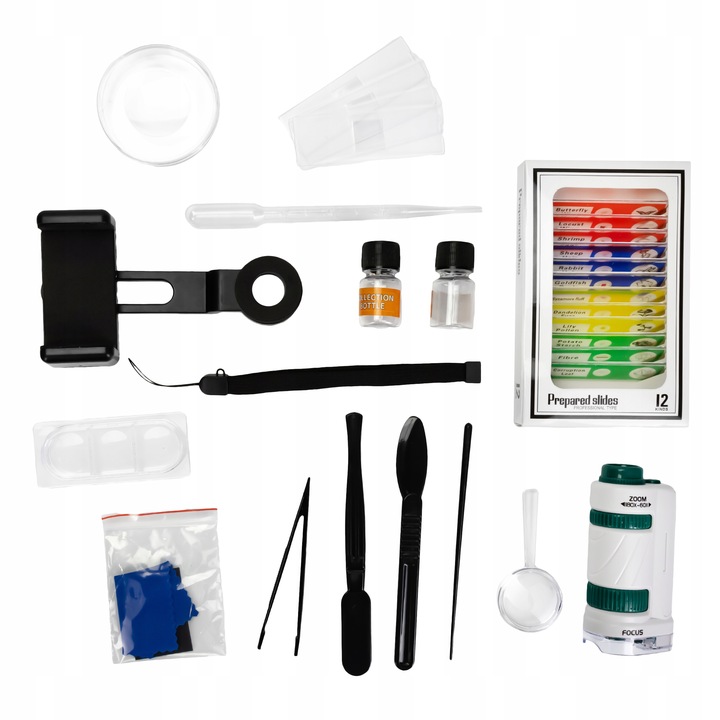 MIKROSKOP EDUKACYJNY DLA DZIECI 2W1 LABORATORIUM 60X/180X + AKCESORIA