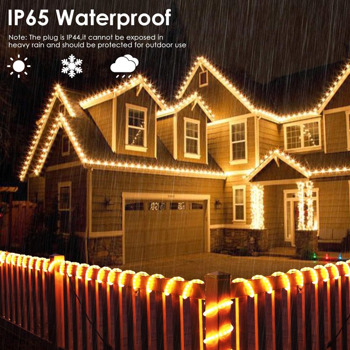 PIĘKNY JASNY WĄŻ ŚWIETLNY Z BROKATEM LED LAMPKI OZDOBNE CHOINKOWE 10M ZEW.