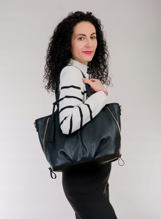 Torebka Damska KLASYCZNA SHOPPER MONNARI NA RAMIĘ Aktówka Czarna Premium