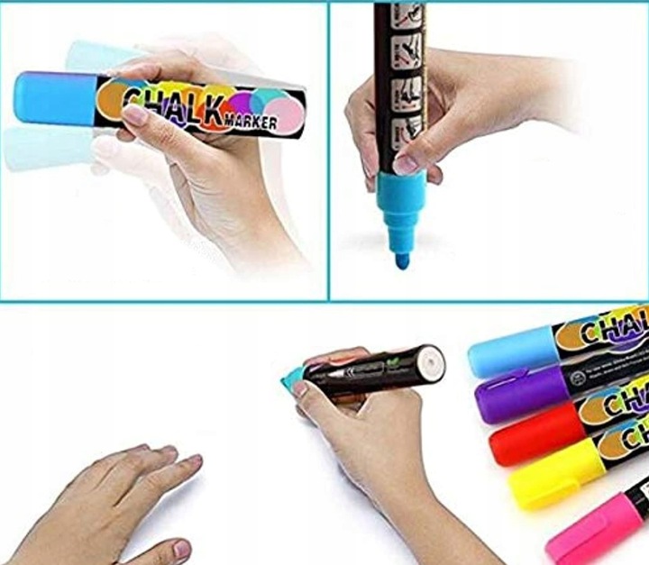 Markery kredowe do tablic szyb 8szt 6mm (C026)