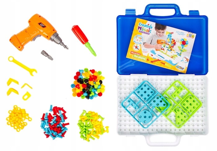 ZABAWKA KLOCKI KONSTRUKCYJNE W WALIZCE 237EL. ZESTAW DIY WKRĘTARKA EDUKACJA