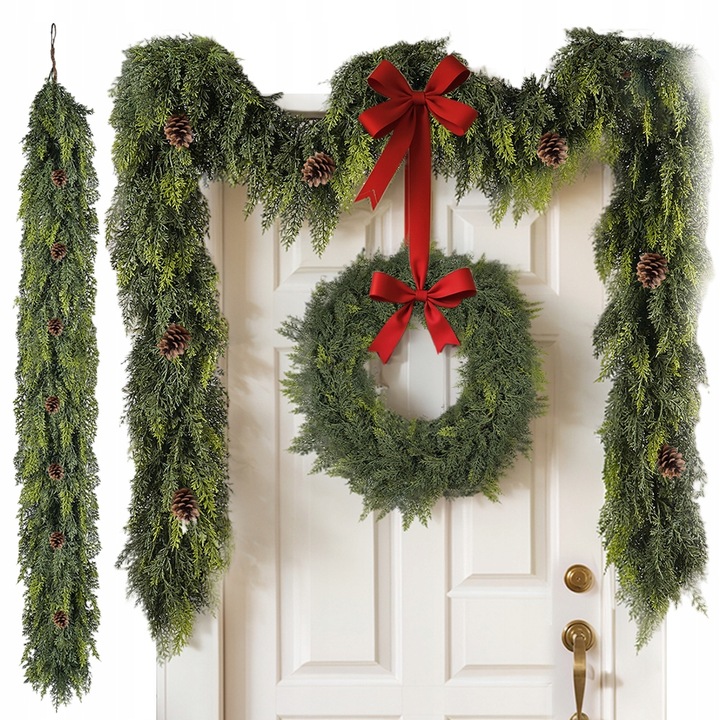 GIRLANDA CEDROWA ŚWIĄTECZNA 180CM ZIELONA DO DOMU I RESTAURACJI