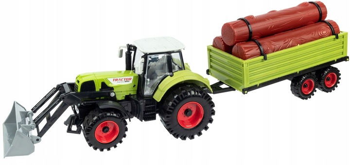 Duży Traktor z Przyczepą Ciągnik NAPĘD Ruchome elementy Otwierane drzwi