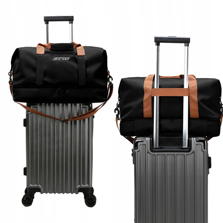 Torba Podróżna DUŻA Sportowa Bagaż Podręczny Turystyczna Wodoodporna Czarna