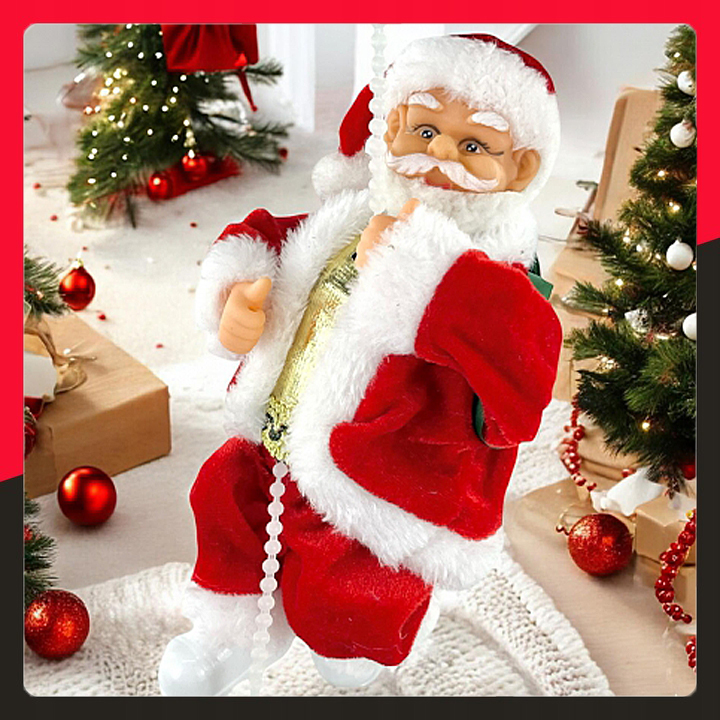 MIKOŁAJ WSPINAJĄCY SIĘ NA LINIE 100CM MELODYJKA NA PREZENT ŚWIĘTA WCHODZĄCY