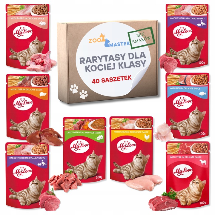 Karma mokra dla kota Saszetka Mix Smaków RARYTASY DLA KOCIEJ KLASY 40 szt