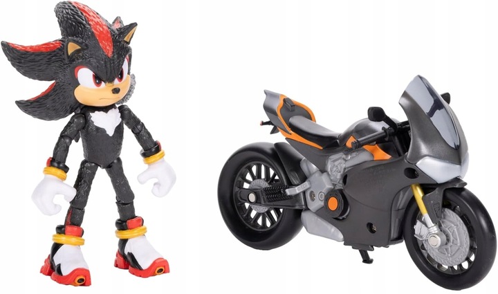 SONIC 3 THE HEDGEHOG FIGURKA SHADOW + CZARNY MOTOCYKL ZESTAW RUCHOME KOŁA
