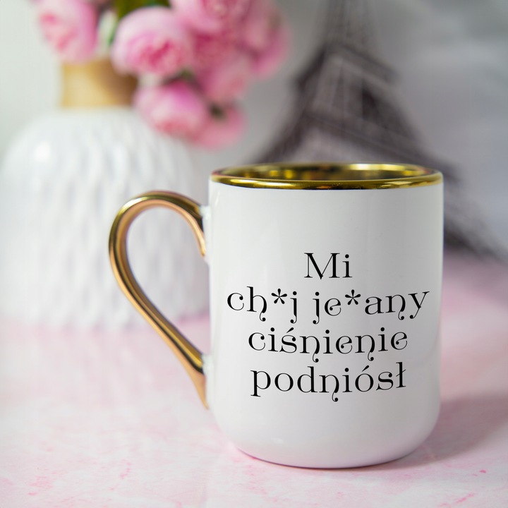 KUBEK ELEGNAT BIAŁY PREZENT DLA KOLEŻANKI MI CH*J JE*ANY CIŚNIENIE PODNIÓSŁ