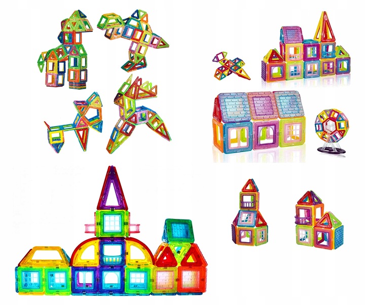 KLOCKI MAGNETYCZNE 3D 128 elm KONSTRUKCYJNE Edukacyjne , GRATISY