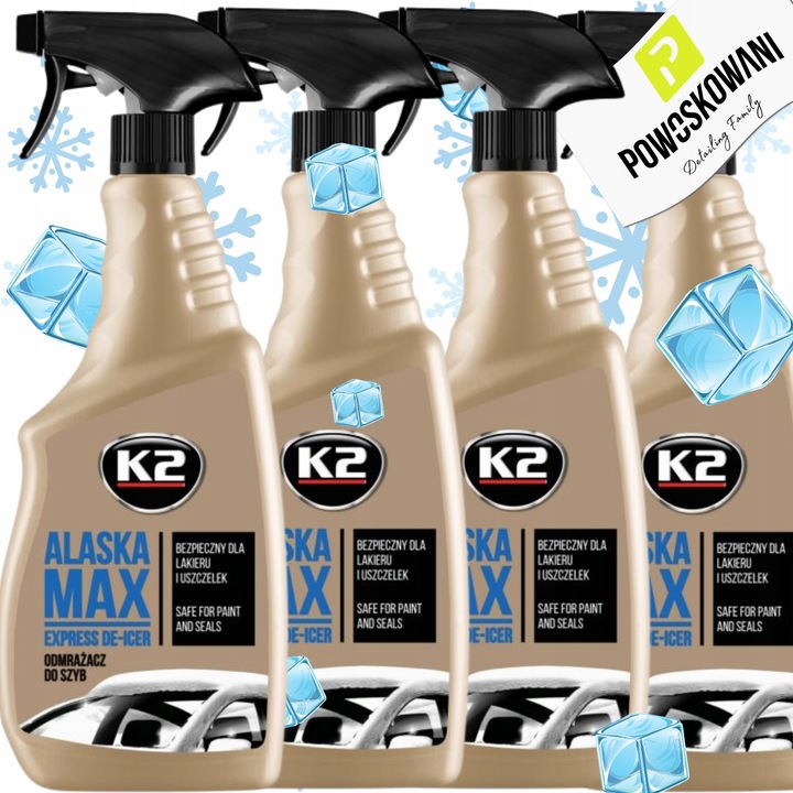 K2 ALASKA MAX 700 ml ODMRAŻACZ DO SZYB SAMOCHODOWYCH ZESTAW ZIMOWY 4 SZTUKI