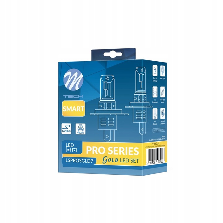 ŻARÓWKI H7 LED MTECH LSPRO CANBUS 1:1 DOPASOWANE 4000K NEUTRALNE ŚWIATŁO