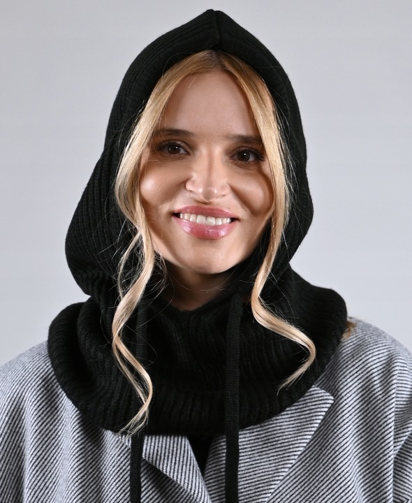 Czapka zimowa damska BALACLAVA kominarka kaptur na jesien Modna Czarna UNI