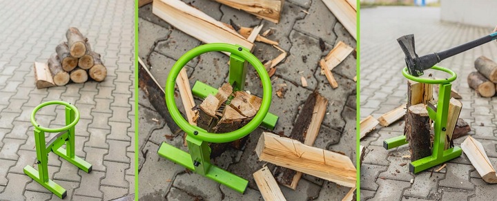 Stojak Łupania Drewna Ręczna Łuparka Rębak Kominkowego Opałowego Podwójny