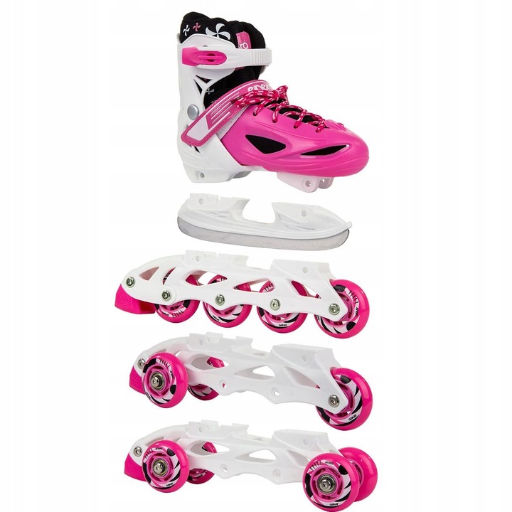 REGULOWANE ŁYŻWOROLKI WROTKI ŁYŻWY DLA DZIECI 4W1 ENERO 30-33 RÓŻOWE