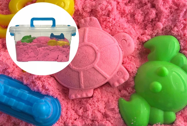 ZESTAW PIASEK KINETYCZNY 2kg + BASEN PIASKOWNICA FOREMKI WALIZKA 18 elem