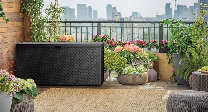 Skrzynia Ogrodowa 280L Rattan Solidna Pojemna na Taras Balkon + GRATIS