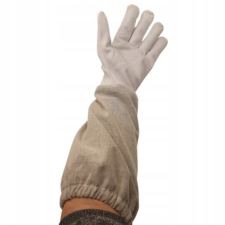 Rękawice Pszczelarskie Skórzane z Płótnem SOLIDNE Długie r 9 / L POLSKIE