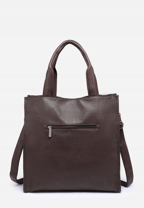 Pojemna Shopperka Torebka Damska Brązowa Format A4 LUIGISANTO