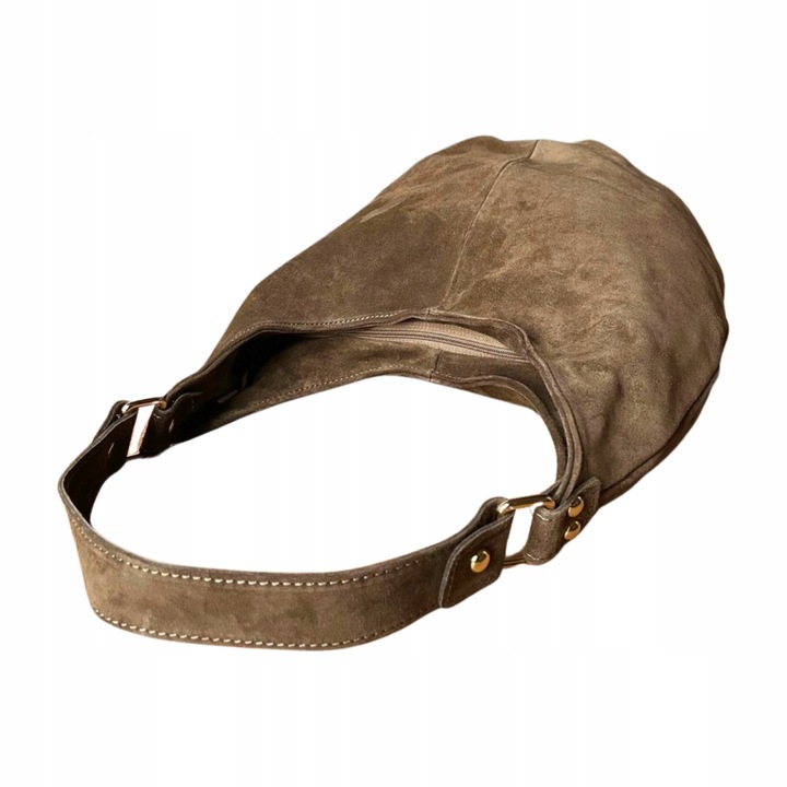 TAUPE ZAMSZOWA TOREBKA WOREK CAPPUCCINO TOREBKA ZAMSZ NATURALNY FANGO ZAMEK