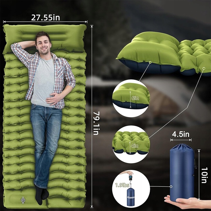 MATA KARIMATA MATERAC SAMOPOMPUJĄCY POMPKA PODUSZKA 195X68X10CM INFLACJA