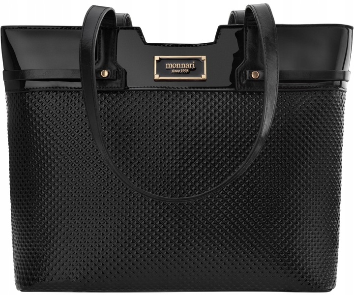 Monnari Torba Ze Zdobieniem Torebka Shopper Duża Sztywna Aktówka Czarna A4