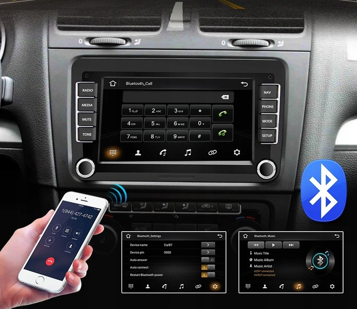 RADIO SAMOCHODOWE do VOLKSWAGEN VW SKODA SEAT 7" ANDROID CARPLAY GPS WIFI