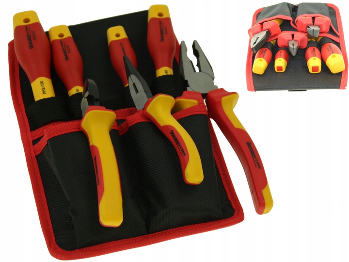 Zestaw narzędzi izolowanych / Kieszeń z narzędziami izolowanymi 1kV 7szt