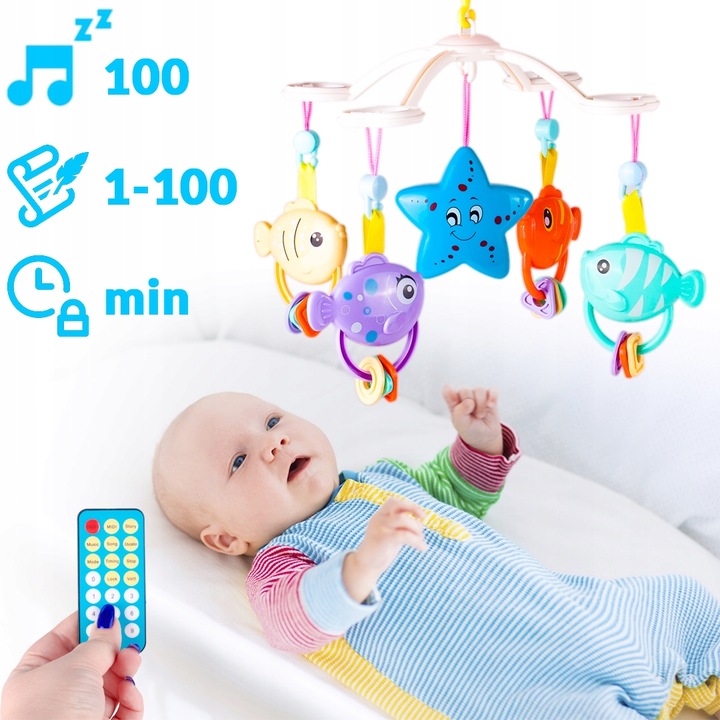 KARUZELKA KARUZELA DO ŁÓŻECZKA Z PROJEKTOREM I PILOTEM DLA DZIECI