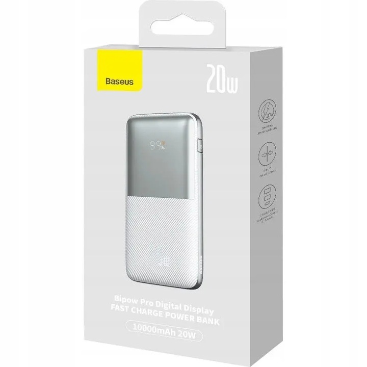 BASEUS PODRÓŻNY POWER BANK 10000 MAH 2X USB USB-C 20W QC 3.0 Z KABLEM USB