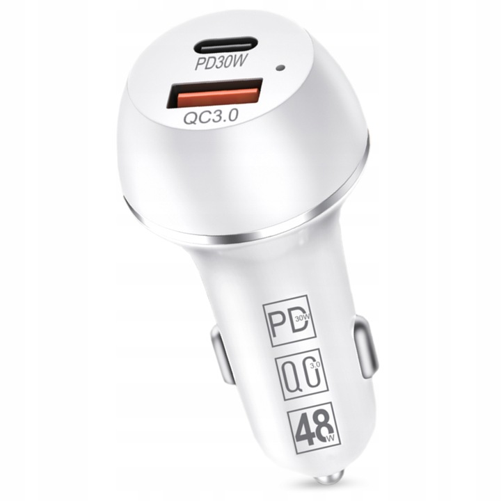 MOCNA SZYBKA 3x ŁADOWARKA SAMOCHODOWA 48W USB USB-C TYP-C PD 30W QC 3.0