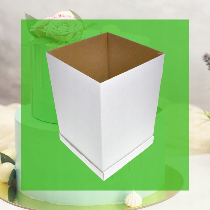 PUDEŁKO NA TORT PIĘTROWY 36x36x45 cm BIAŁE MOCNY GRUBY KARTON OPAKOWANIE