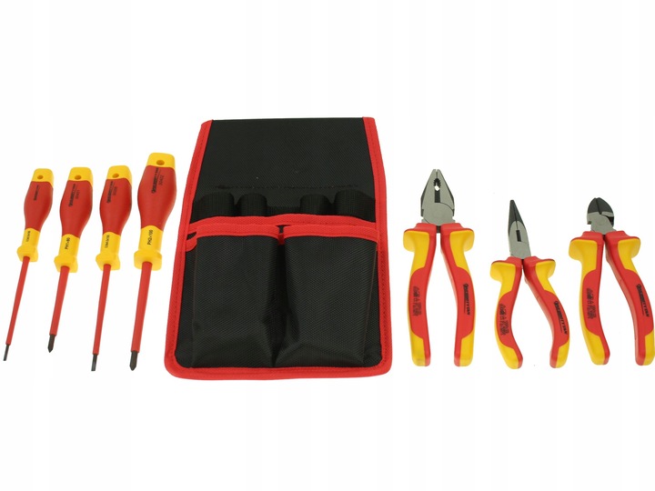 Zestaw narzędzi izolowanych / Kieszeń z narzędziami izolowanymi 1kV 7szt