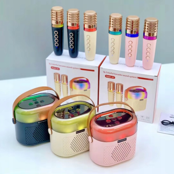 PRZENOŚNY BEZPRZEWODOWY ZESTAW KARAOKE GŁOŚNIK BLUETOOTH 2X MIKROFON RGB