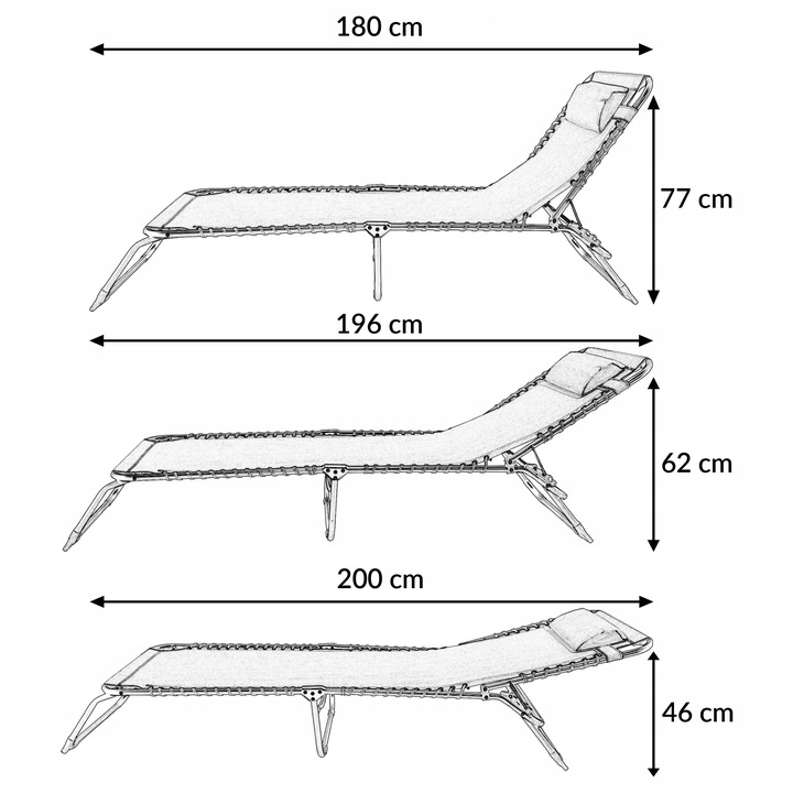 LEŻAK SKŁADANY OGRODOWY ŁÓŻKO POLOWE Z PODUSZKĄ TURYSTYCZNE RELAX C. SZARY