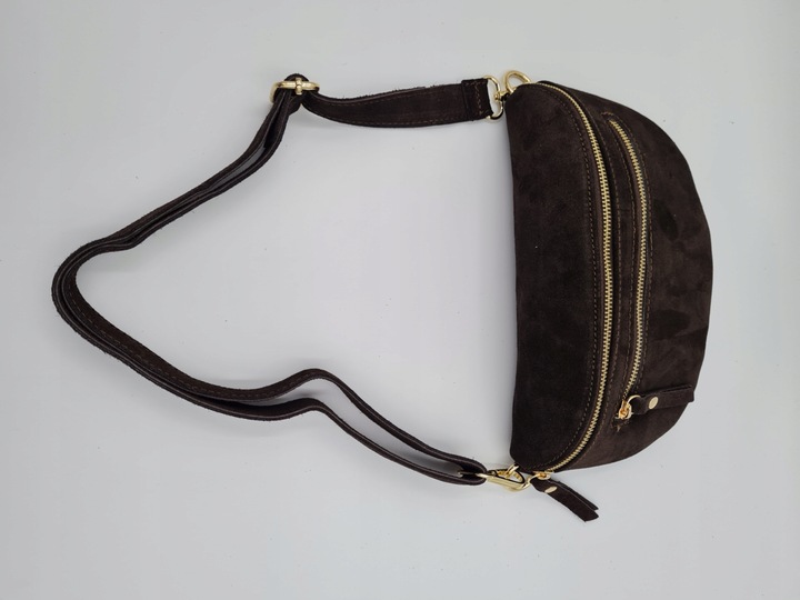 Vera Pelle torebka nerka skóra naturalna zamszowa brązowa czekoladowa zamsz