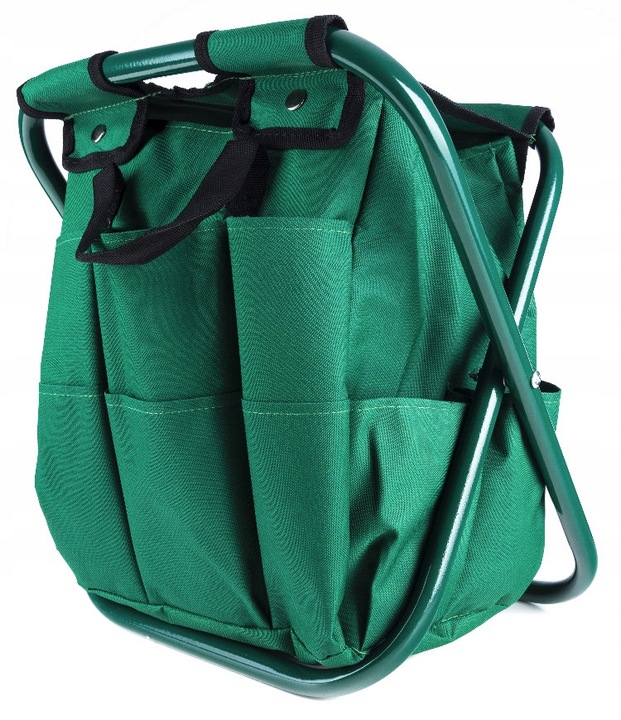 Stołek Składany Taboret Ogrodowy Wędkarski Z Torbą Na Narzędzia