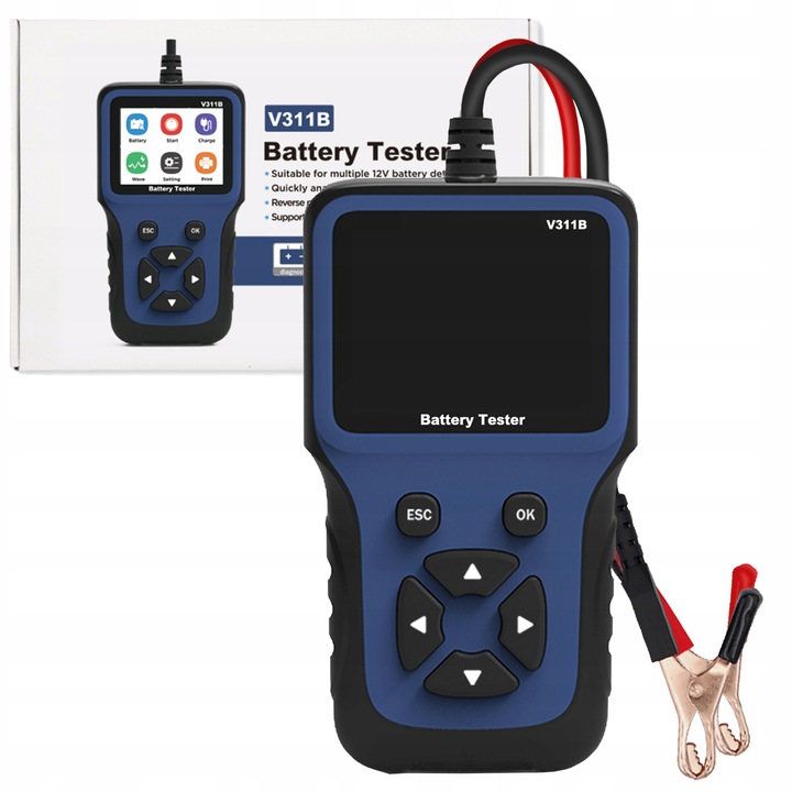 TESTER SKANER MIERNIK CYFROWY AKUMULATORÓW BATERII USB C 12V LCD 10 - 250AH