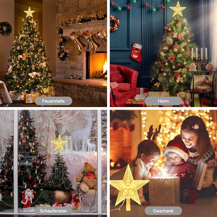 Czubek Na Choinkę Z 31 LED Czubek W Kształcie Gwiazdy, Lampki Choinkowe