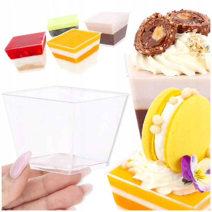 PUCHARKI DO DESERÓW Galaretka Na Mini Deserki Piramida Pojemnik 50szt 120ml