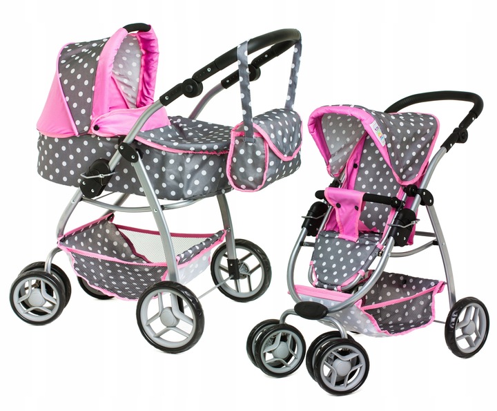 Doris DUŻY WÓZEK DLA LALEK GŁĘBOKI SPACEROWY 4w1