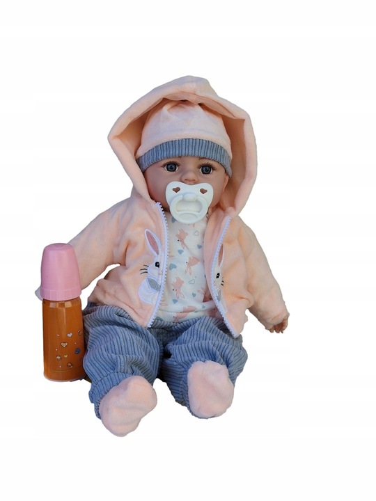 LALKA BOBAS w ubranku 45CM MÓWI I ŚPIEWA PO POLSKU + SMOCZEK+ butelka