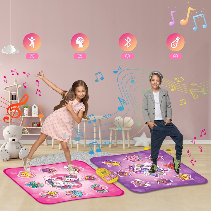 MATA DO TAŃCZENIA MUZYCZNA DLA DZIECI INTERAKTYWNA LED BLUETOOTH 9 × POZIOM