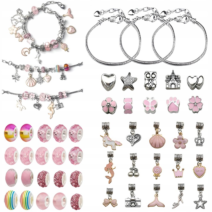 MEGA ZESTAW do Robienia BIŻUTERII Bransoletek Naszyjników Akcesoria ETUI