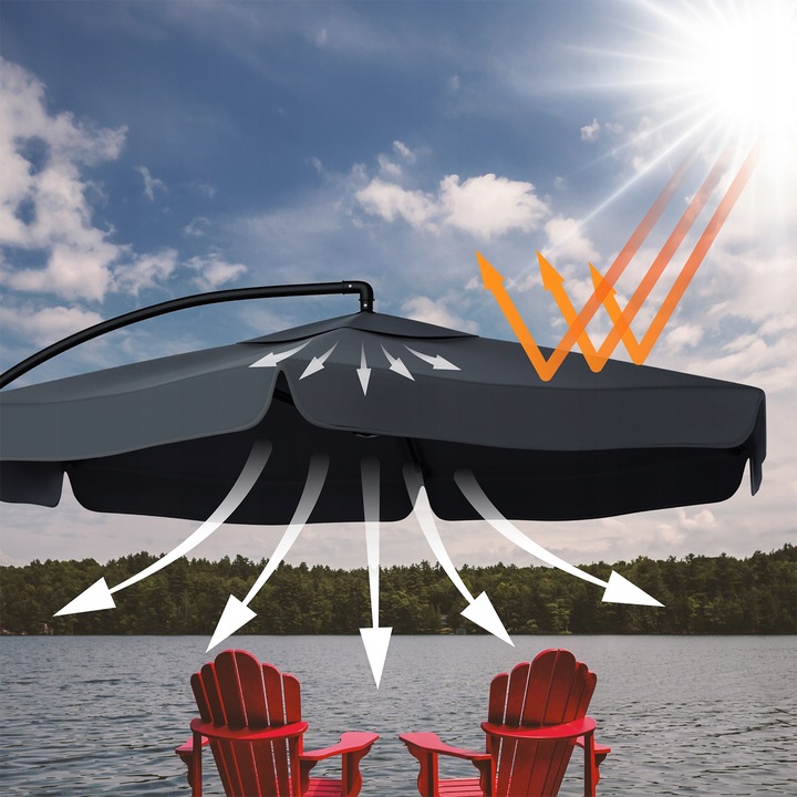 PARASOL OGRODOWY SKŁADANY NA WYSIĘGNIKU 350CM ANTRACYT +POKROWIEC GRAFITOWY