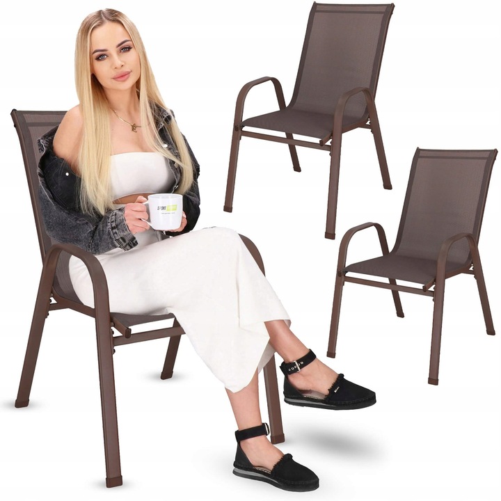 2szt. KRZESŁO OGRODOWE BALKONOWE FOTEL NA TARAS OGRÓD MOCNE BRĄZOWE ZESTAW