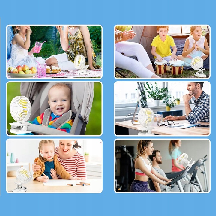 WENTYLATOR DO WÓZKA Z KLIPSEM USB WENTYLATOR DO ŁADOWANIA, WENTYLATOR